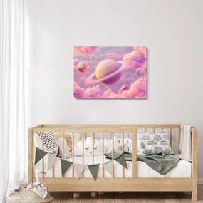 Sklenený obraz - Ružová planéta (70x50 cm)