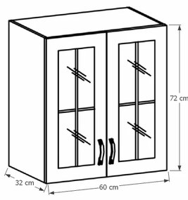 Horná kuchynská skrinka so sklom G60S Provense (biela + sosna andersen). Vlastná spoľahlivá doprava až k Vám domov. 1015185