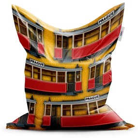 Sablio Sedací vak Pražské historické električky Žltý Pattern - 200x140 cm