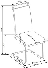 Jedálenská stolička FALKNER —oceľ, látka, sivá