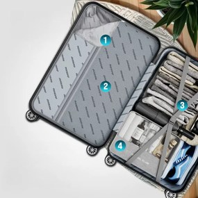 Sada škrupinových kufrov AERO, 4-dielna, ABS, čierna Monzana