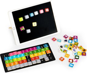 ECOTOYS Drevený magnetický tablet – kriedová edukatívna tabuľa pre deti s číslicami