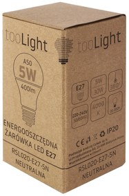 Toolight Toolight, LED žiarovka E27, 5W, 400lm, 4000K neutrálna biela, RSL020, OSW-20005