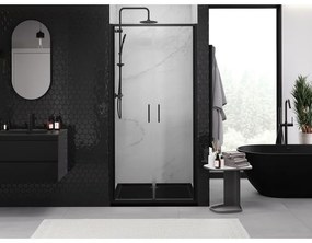 Mexen Exo, dvojkrídlové sprchové dvere 80x200 cm, 6mm číre sklo, čierny profil, 814-080-000-70-00