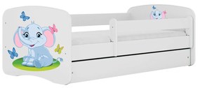 Letoss Detská posteľ BABY DREAMS 160/80- Sloník Biela S matracom S uložným priestorom