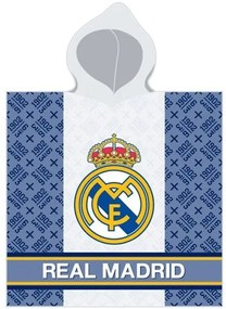 Detské pončo - futbalová osuška s kapucňou FC Real Madrid - 100% bavlna - 60 x 120 cm