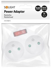SOLIGHT Zásuvka rozbočovacia s vypínačom P97 2x 230V/10A, biela