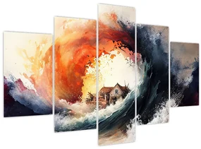 Obraz - Vo víre povodne, akvarel (150x105 cm)