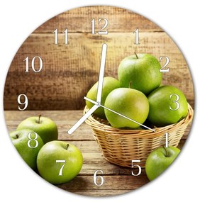 Nástenné sklenené hodiny Jablko fi 30 cm
