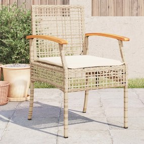 Záhradné stoličky s vankúšmi 4 ks béžové polyratan akácia 366253