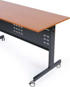 Mobilný stôl PRIMO MOBI, 140x60 cm, biela podnož, orech