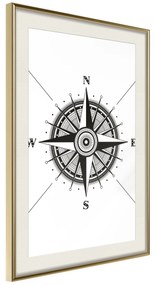 Artgeist Plagát - Compass [Poster] Veľkosť: 20x30, Verzia: Zlatý rám s passe-partout