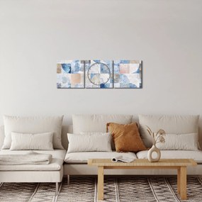 Obraz - Geometrické tvary na stene (s hodinami) (90x30 cm)