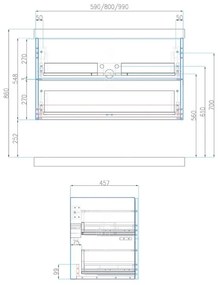 Mereo, Siena, kúpeľňová skrinka s keramickým umývadlom 61 cm, biela , antracit , čierna, MER-CN430