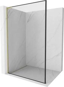 Mexen Kioto L, sprchová zástena Walk-In 80 x 200 cm, 8mm číre sklo čierny vzor, zlatý matný profil, 800-080-103-55-70