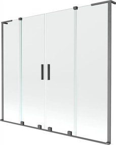 Mexen Velar L Duo, 2-krídlová posuvná vaňová zástena 200 x 150 cm, 8mm číre sklo, brúsený grafit, 896-200-003-02-66