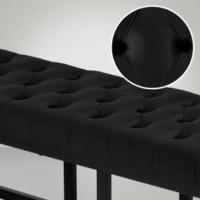 Lavica Polson - zamat, čierny rám 150 cm - Čierna