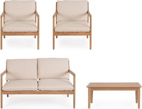 Záhradná lounge súprava z masívu akácie v prírodnej farbe pre 4 záhradný Danubio – Bizzotto
