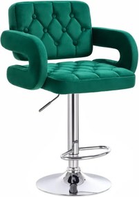 LuxuryForm DESIGN Barová stolička ADRIA VELUR na striebornom tanieri - zelená