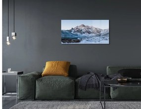 Sklenený obraz Horské zimné jazero 140x70 cm