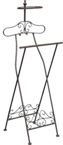 Hnedý antik kovový nemý sluha/stojan na oblečenie - 46*41*121 cm