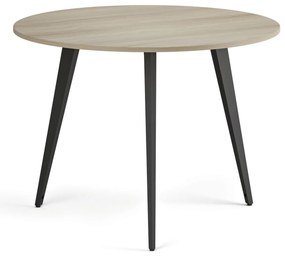 Konferenčný stôl PRIMO VIBE, priemer 100 cm, čierna podnož, dub prírodný