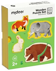 Mideer Drevené puzzle v knihe Zvieratá 18ks