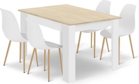 Jedálenský stôl NP biely / hnedý so štyrmi stoličkami WAT biele / hnedé