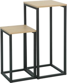 Príručné stolíky, set 2 ks, dub/čierna, TOLSOS