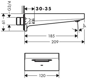 Hansgrohe Metropol, vaňový výtok, kartáčovaný čierny chróm, HAN-32543340
