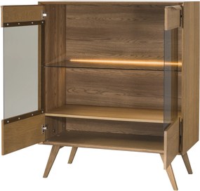 Vitrína Leo 16 II 105 cm s LED osvětlením dub Rustikal karamelový