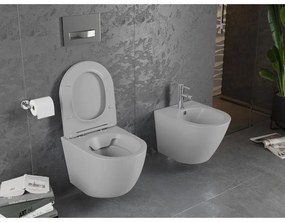 Mexen Lena WC misa Rimless s WC doskou slim, duroplast, svetlo-šedá matná, 30224061