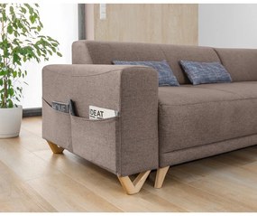 Hnedá rozkladacia/s úložným priestorom rohová pohovka (pravý roh/do L) Classy Sophie – Miuform