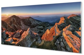 Sklenený obraz horské slnko 125x50 cm