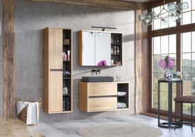 Závěsná skříňka Devon s deskou a umyvadlem 100 cm dub shetland/grafit