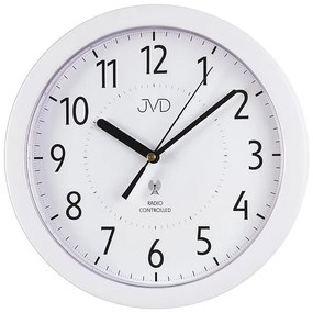 Rádiom riadené nástenné hodiny JVD RH612.13 v elegantnej bielej farbe