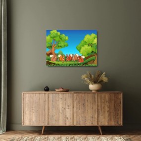 Sklenený obraz - Veselé veveričky (70x50 cm)