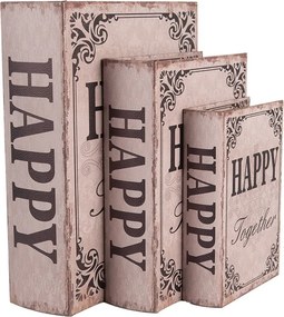 3ks úložný box kniha Happy Together - 27*22*7 / 22*17*6 / 17*12*4 cm