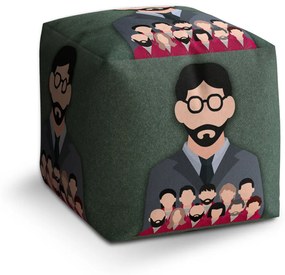 Sablio Taburet Cube Money heist Profesor a jeho tím Zelená: 40x40x40 cm