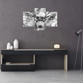 Obraz - Jeleň v zime (90x60 cm)