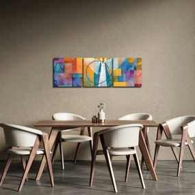 Obraz - Geometrický anjel (s hodinami) (90x30 cm)