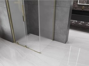Mexen Velar, sprchový kút s posuvnými dverami 130 x 85 cm, 8mm sklo námraza, zlatá lesklá, 871-130-085-31-50