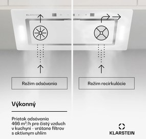 Klarstein Hektor Eco, digestor, 72 cm, 466 m³/h, dotykové ovládanie, sklo