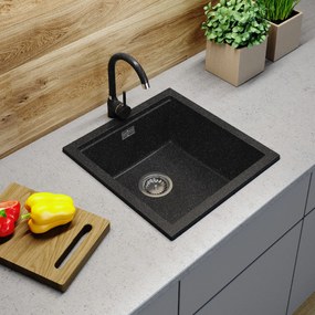 Gamma Decor 4850, 1-komorový granitový drez 480x500x215 mm, čierna škvrnitá, GMA-ZLE000176