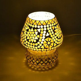 Mosaic lampa stolná orientálna Mushroom AMBER 17 cm