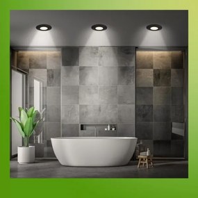 Briloner 7589035 – sada 3× LED stmievateľných kúpeľňových podhľadových svietidiel KLIRA, 1× LED/4,9 W/230 V, IP44, čierne
