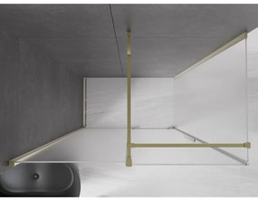 Mexen Velar, sprchový kút s posuvnými dverami 150 x 85 cm, 8mm sklo námraza, zlatá lesklá, 871-150-085-31-50