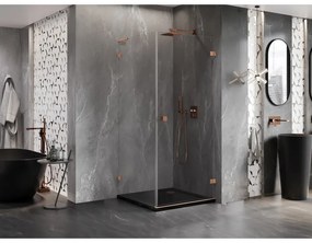 Mexen Lunar-B L výklopný sprchový kút pravý 70 x 70 cm, číre sklo, medená matná, 832L-070-070-65-00-P