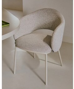 Slonovinové čalúnené jedálenské kreslo Maina – Kave Home