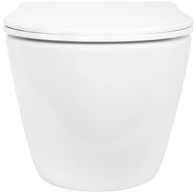 Rea Carlo Mini, závesná WC misa 490x365x370mm, Rimless Tornado NF + toaletné WC sedadlo, biela lesklá, REA-C1260